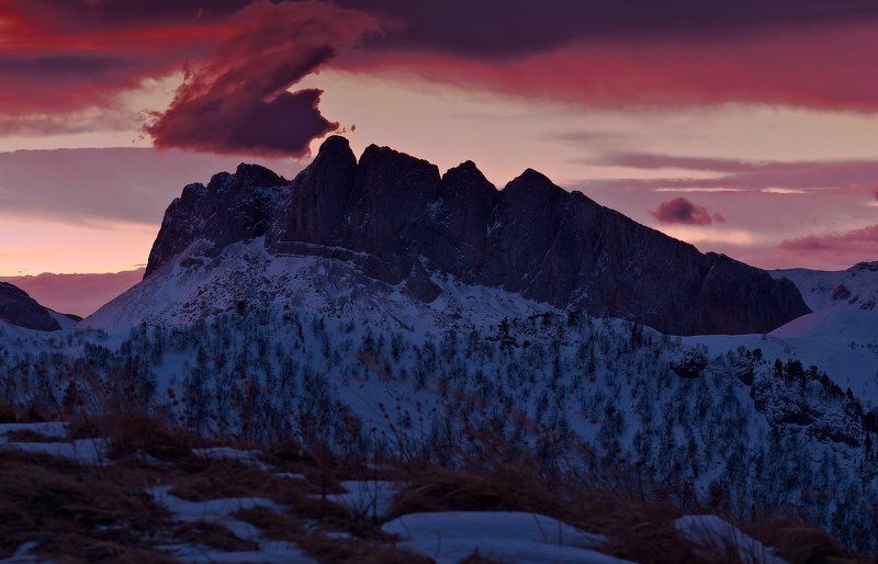 горы, кавказ, рассвет, тхач, зима январь 2012год ачешбок утро АЧЕШБОК  НА РАССВЕТЕphoto preview