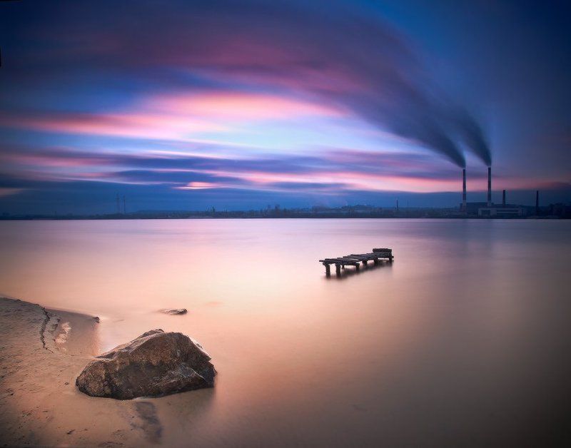 вечер, закат, днепр, длинная выдержка *****photo preview