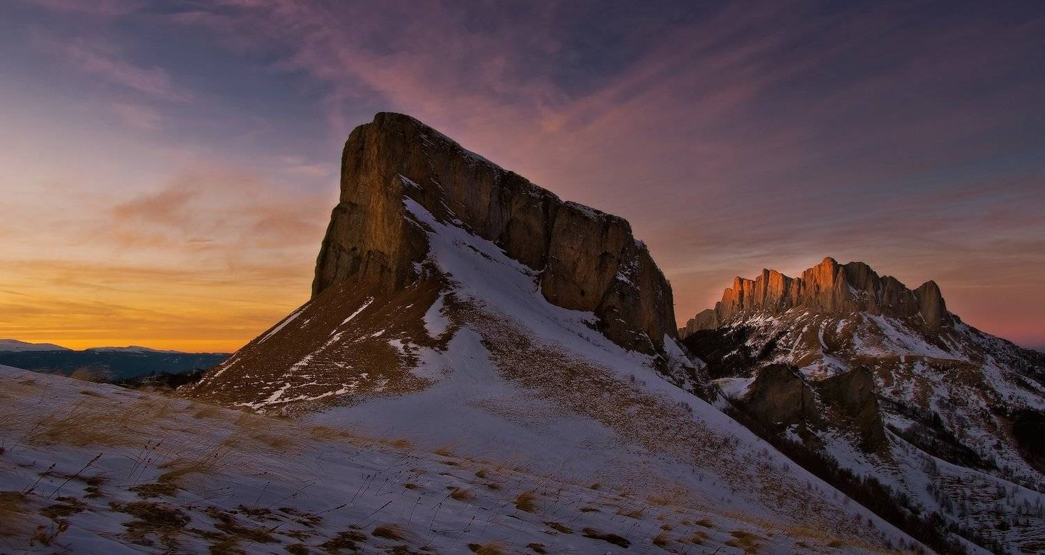 горы, кавказ,закат, тхач, зима январь 2012год, ФЁДОР