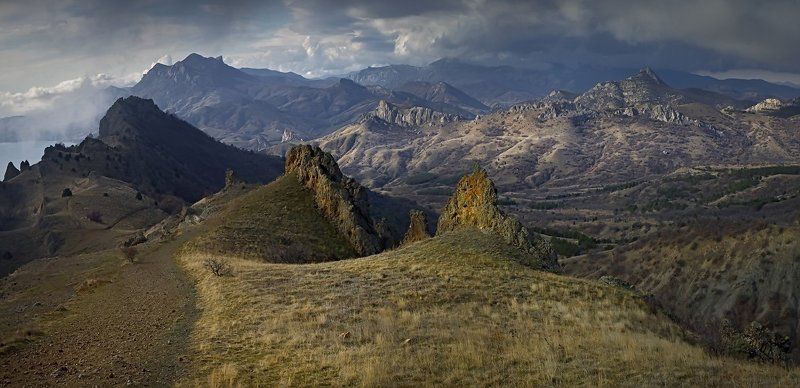 крым, горы, небо, облака, пейзаж, природа, карадаг, Тропами Карадага. фото превью