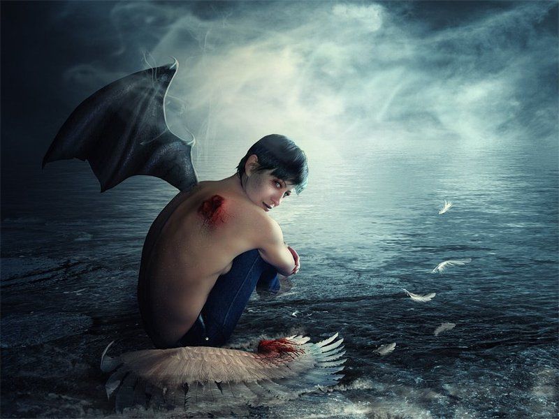 коллаж, фотоарт, фотошоп, ангел Тёмный ангелphoto preview