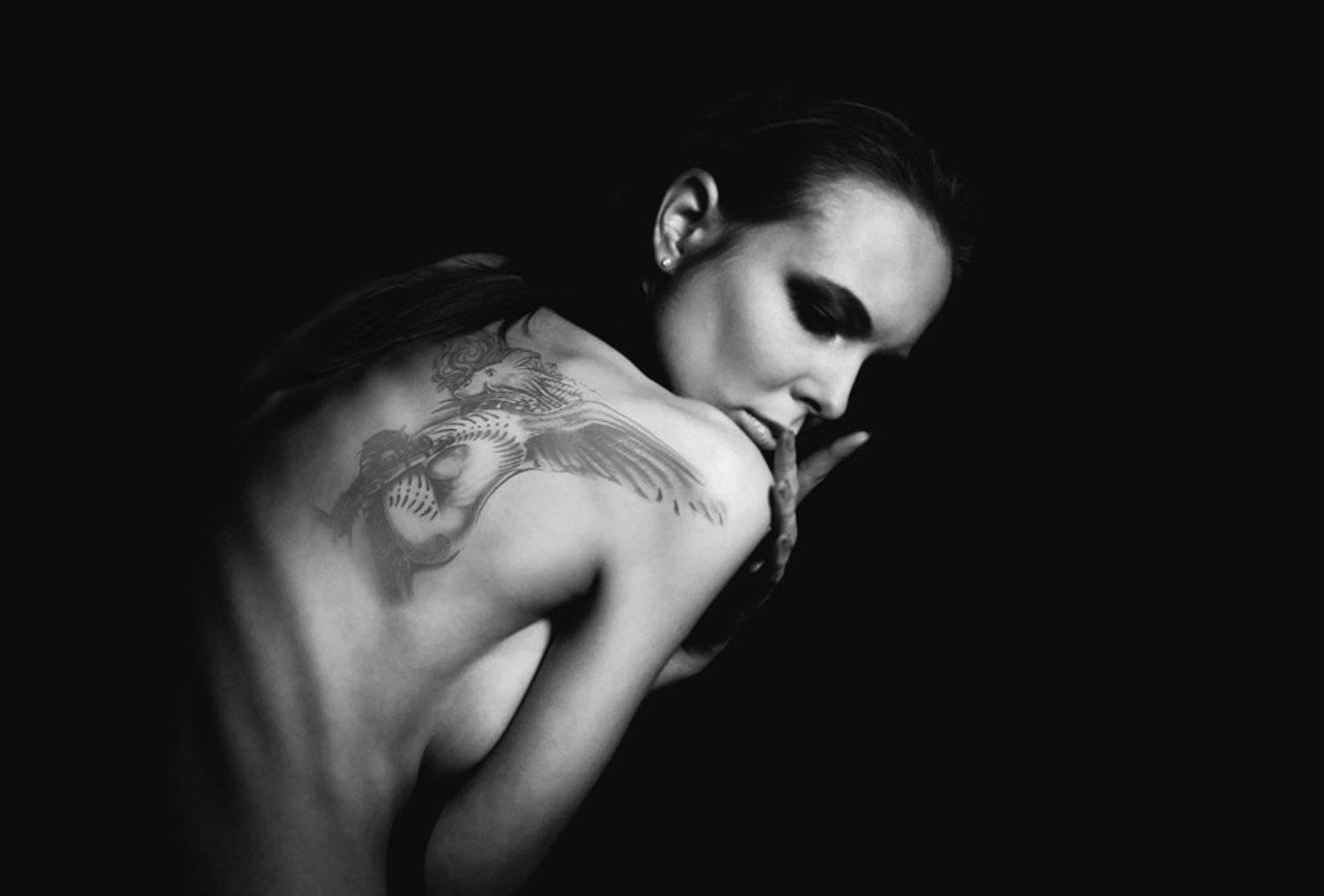 девушка, спина, тату, портрет, Павел Рыженков