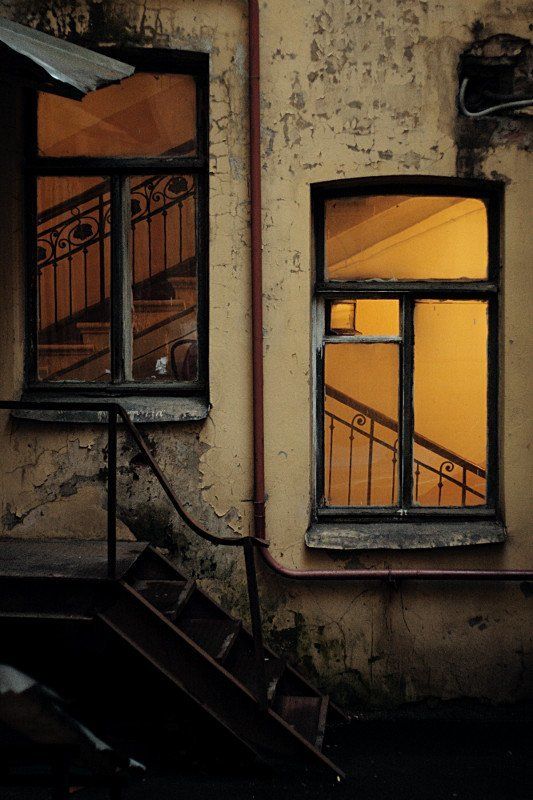 лестница, стена, окна, вечер, санкт-петербург, дворы photo preview