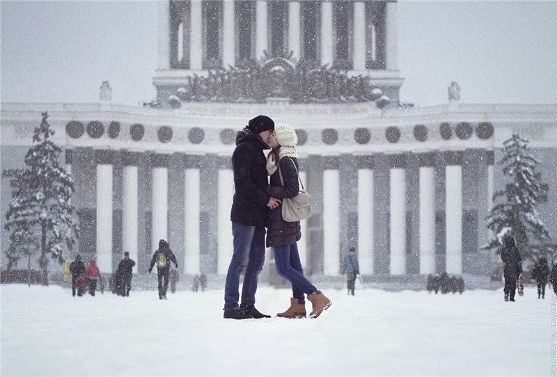 пара, поцелуй, зима, вднх, москва Winter Lovephoto preview
