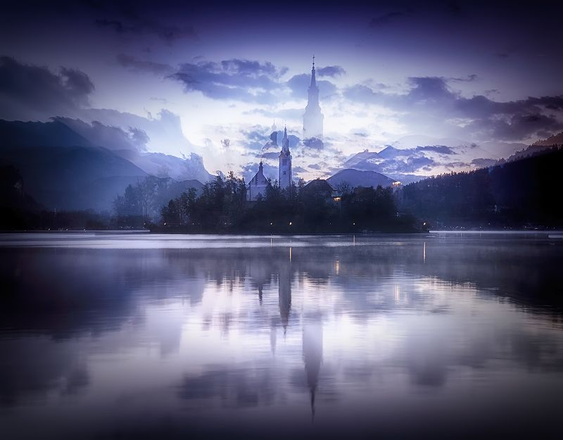 lake, reflections, sunset, slovenia, bled Dreams of lake Bledphoto preview