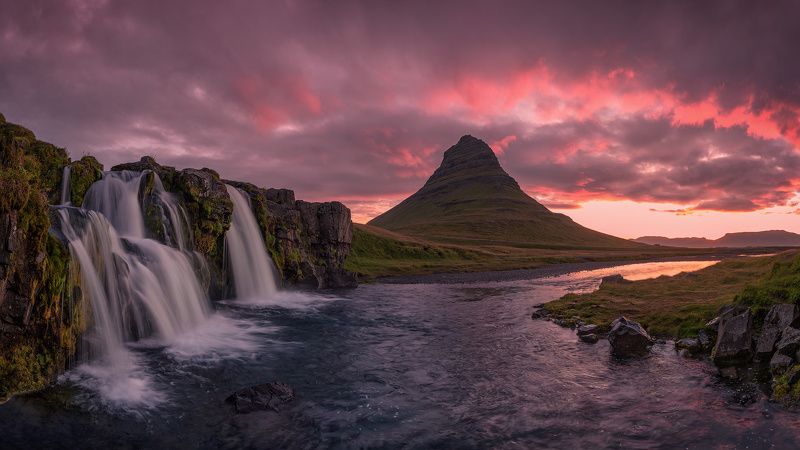 islandia, iceland, исландия, kirkjufellsfoss, киркьюфетль, kirkjufell Исландский рассвет.photo preview