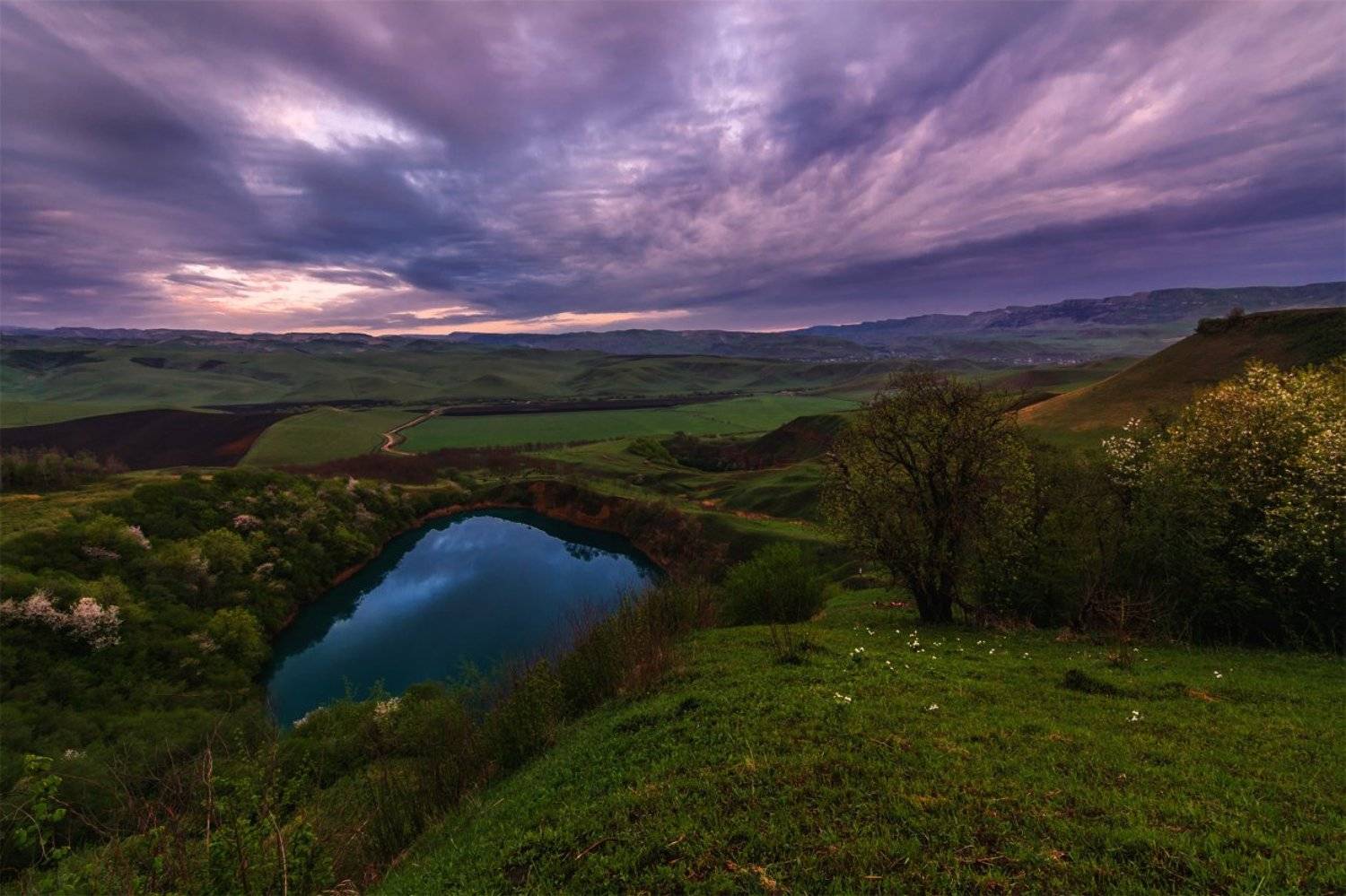 природа, пейзаж, горы, кавказ, природа россии, дикая природа, закат, свет, облака, вечер, весна,, Альберт Беляев