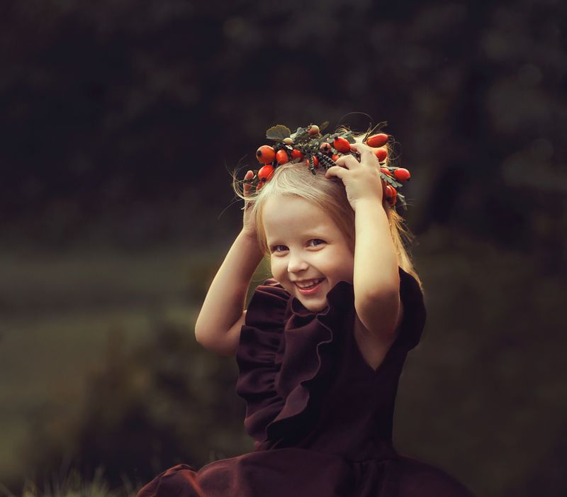 детский портрет, венок, девочка, портрет photo preview