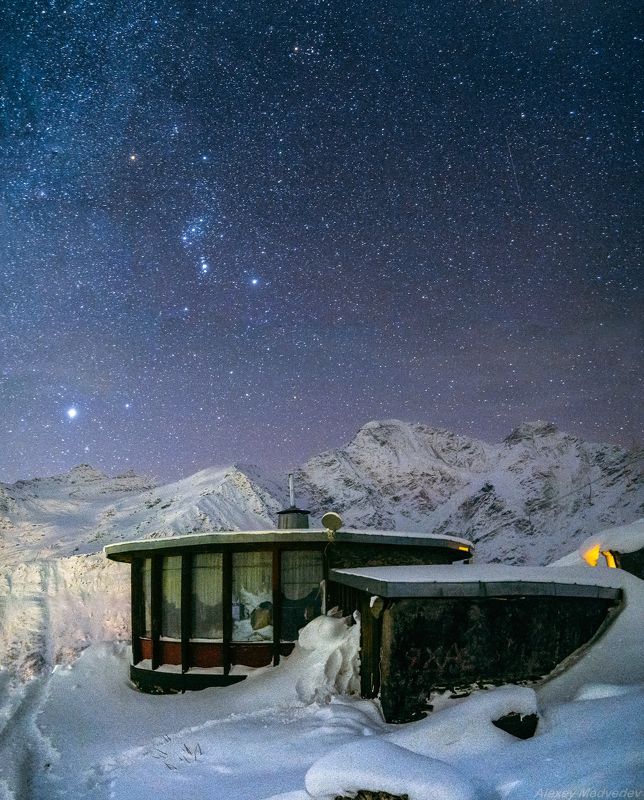 зима, кавказ, эльбрус, терскол, ночь, звезды, горы, Айphoto preview