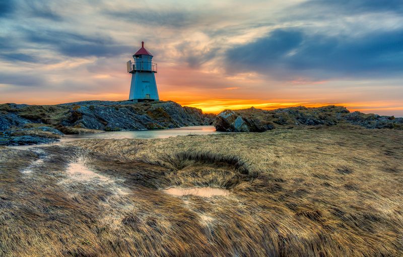 lighthouse, landscape, seaside, seascape, Norway Lighthouse in sunsetphoto preview