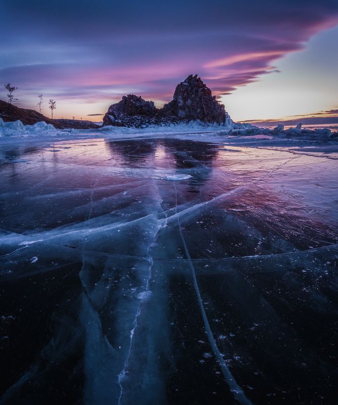 байкал, лед, скала, путешествия, закат Вечер на Байкальском льду IIphoto preview