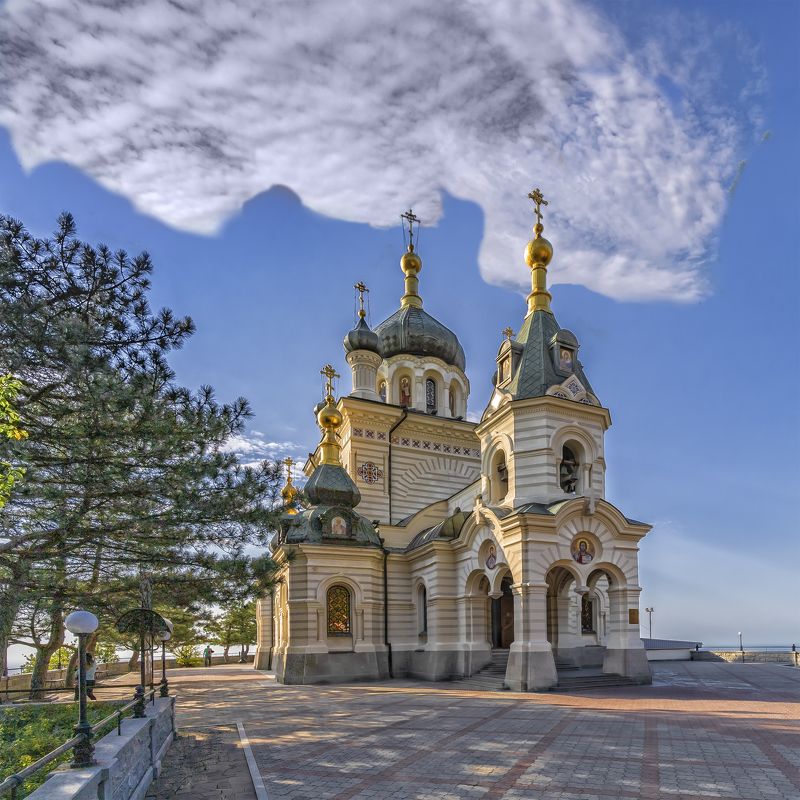 храм, крым, архитектура, православие, собор, пейзаж Церковь Воскресения Христова в Форосеphoto preview