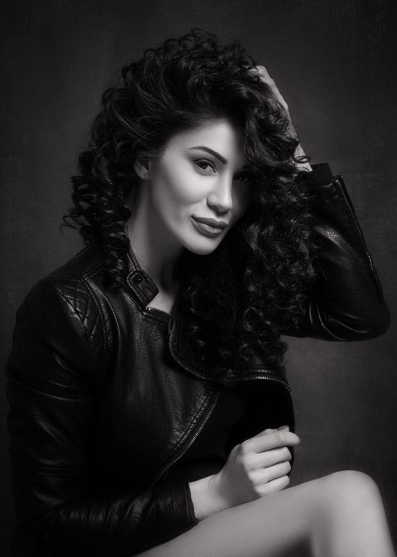 beauty, girl, cute, glamour, face, Portrait of M. in BWphoto preview