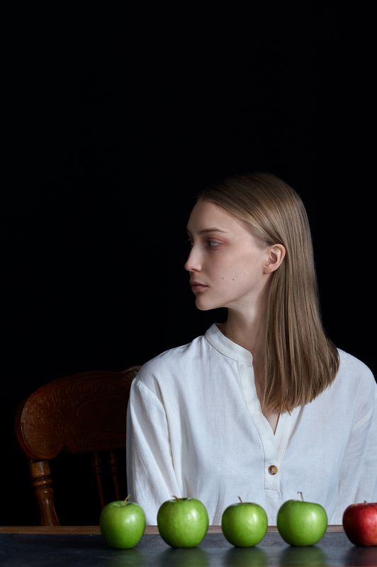 девушка, глаза, портрет, естественный свет, студия, portrait, girl, eyes, studio, sigma, sony, яблоки, apples Машаphoto preview