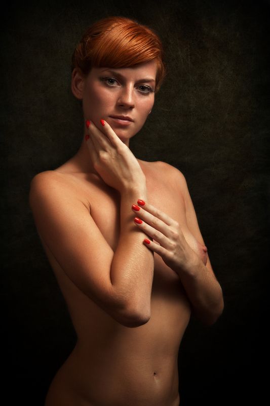 фото , цвет , девушка , ню , студия , рыжая Лисаphoto preview