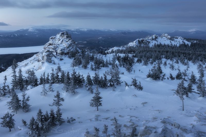 Зюраткуль, Нургуш, Южный Урал, Урал, зимний пейзаж 1200 м над уровнем чего-то там далёкогоphoto preview