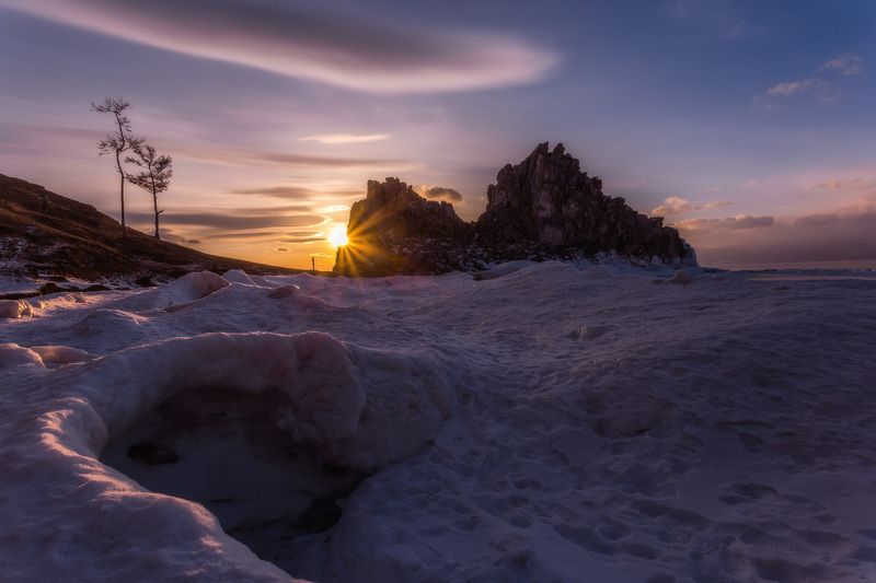 байкал, зима, лед, мнег, путешествие, закат, солнце Последние холодные лучиphoto preview