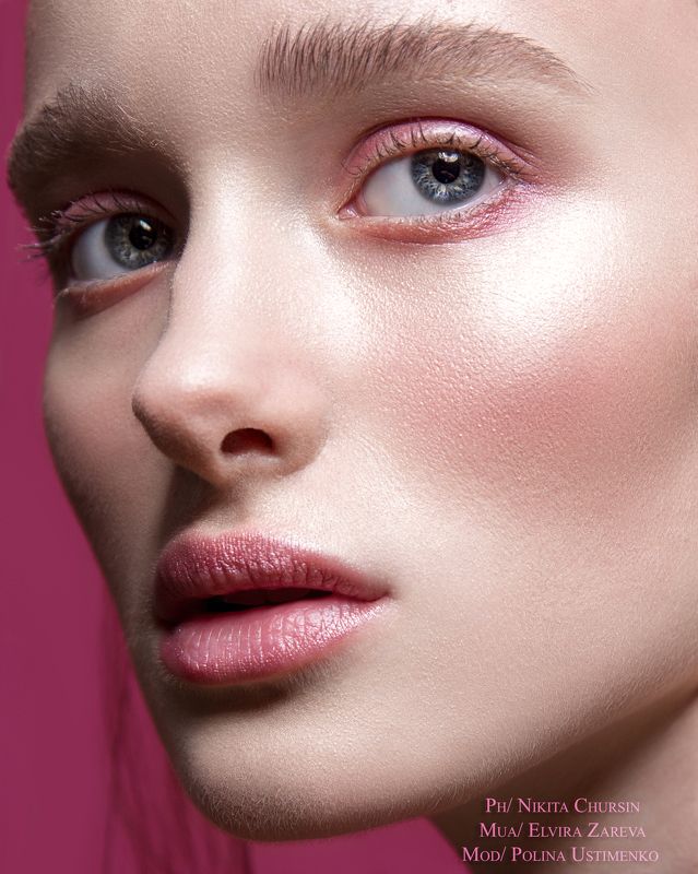 женский портрет, бьюти, макияж, розовый photo preview