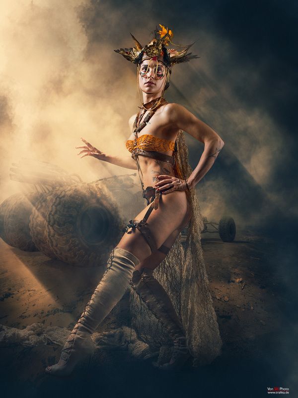 girl, desert, storm, auto, light, warrior Deserterphoto preview