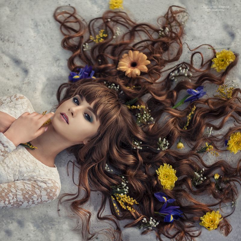 девушка, весна, цветы, снег, девушка весна, белое платье веснаphoto preview