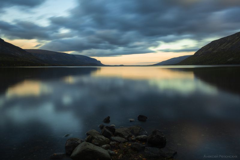 север,сейдозеро,осень,тундра,вечер,горы,озеро, отражение, Time stopphoto preview