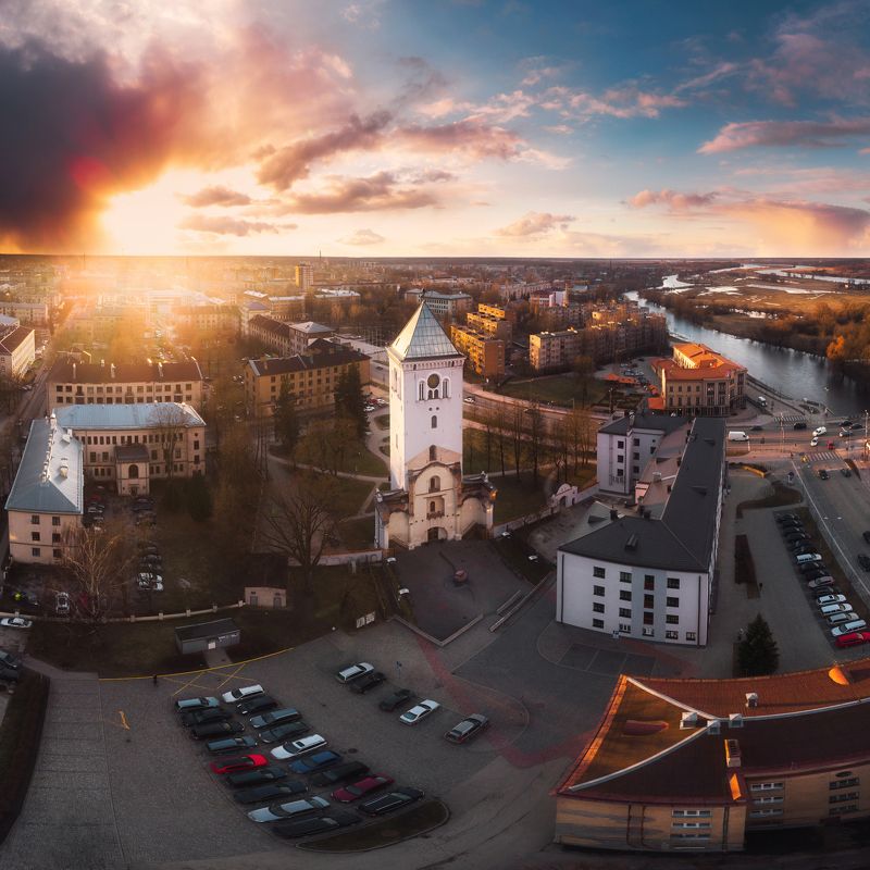 sunset,cityscape,jelgava,drone,light,city,landscape Jelgavaphoto preview