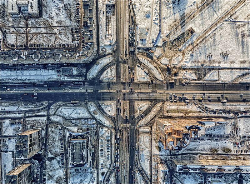 санкт-петербург_перекрёсток_с высоты_аэросъёмка_зима_пасмурно Перекрёсток.photo preview