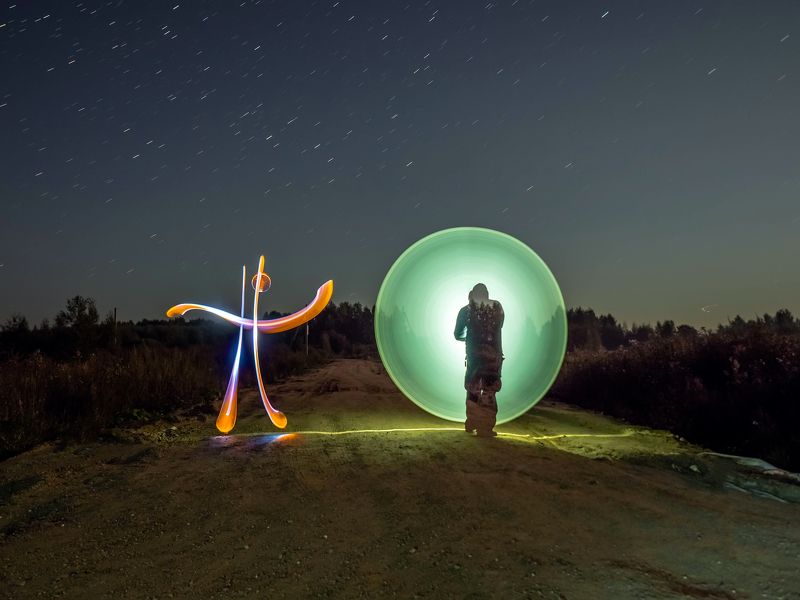 lightpainting, lightart, longexposure, nightphotography, light, night, lightblade Space wanderers.photo preview