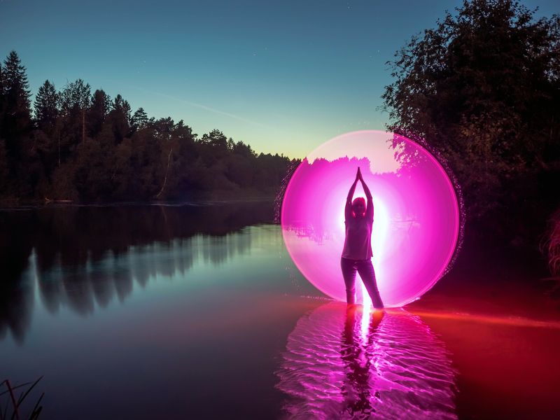 lightpainting, lightart, longexposure, nightphotography, light, night, portrait Yoga in the pink.photo preview