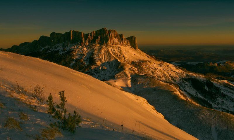 горы, кавказ, рассвет, тхач, зима январь ТХАЧ-ГОРА БОГАphoto preview