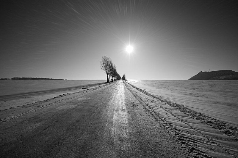 перспектива, дорога, блики, зима, деревья, солигорск | УБЕГАЯ ВДАЛЬ |photo preview