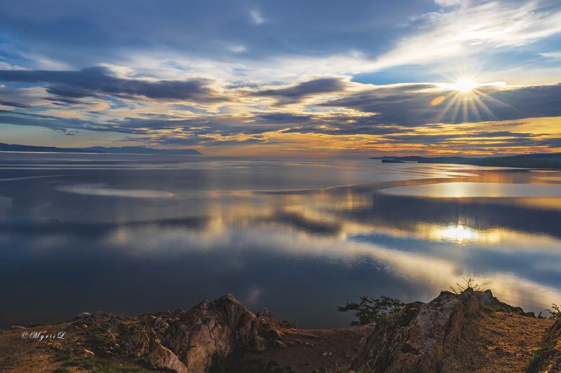 мыс, восход, утро, пейзаж,  Восход на Байкалеphoto preview