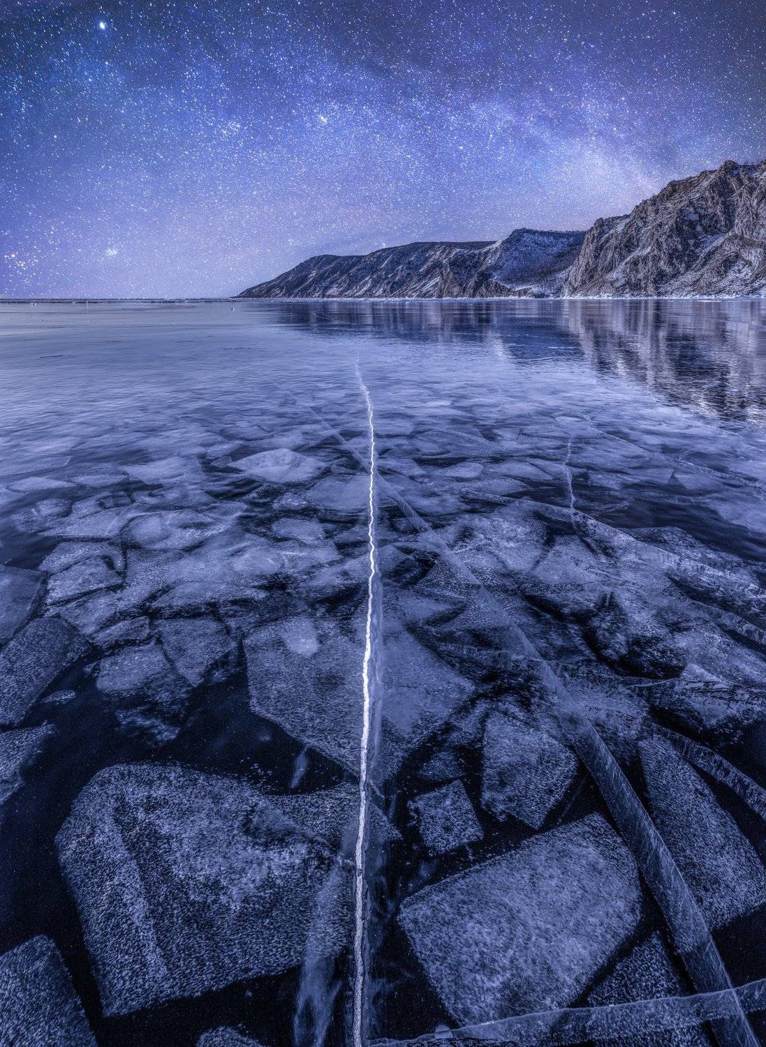 байкал, зима, лед, снег, путешествие, ночь, звезды, звездное небо, млечный путь, озеро, Сергей Шабанов