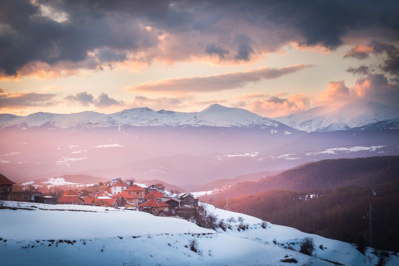 rila, bulgaria, rhodope,mountains,clouds,sunset,travel,adventure,winter, snow On the edgephoto preview