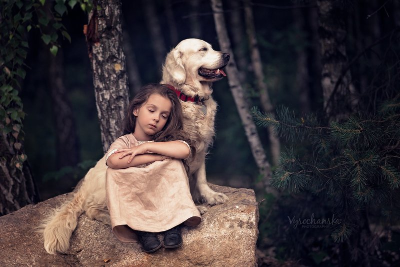 girl, portrait, friends, pet, animal, flower, dog Girl and her dogphoto preview