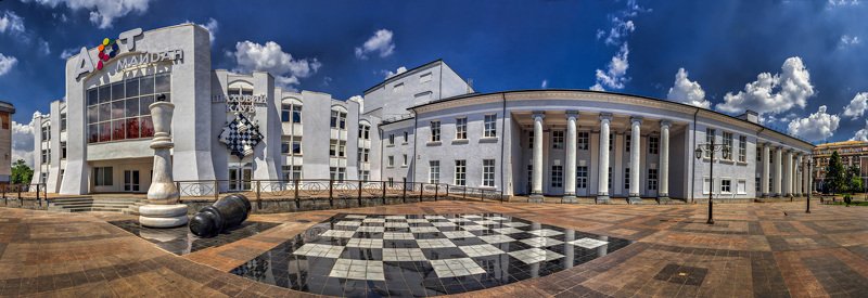 панорама, пейзаж, отражения, облака, небо, тучи, архитектура, город,  фото превью