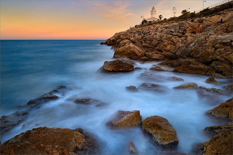 закат, скалы, море, пейзаж, длинная экспозиция, небо Lighthouse dreamsphoto preview