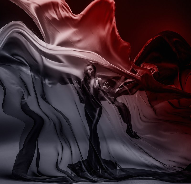 ткани красный чб силамысли тордуа вдохновение платье девушка Страстьphoto preview