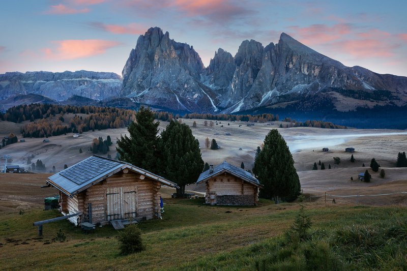 италия, доломиты, горы, рассвет, плато, альпийские луга, осень Рассвет на Альп Ди Сьюзиphoto preview