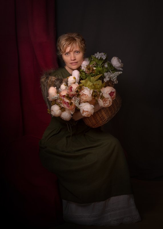 Дама с цветами... фото превью