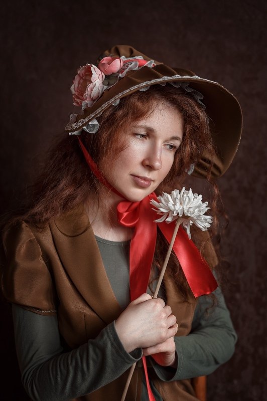 портрет, рыжая, рыжие волосы, девушка Цветочницаphoto preview