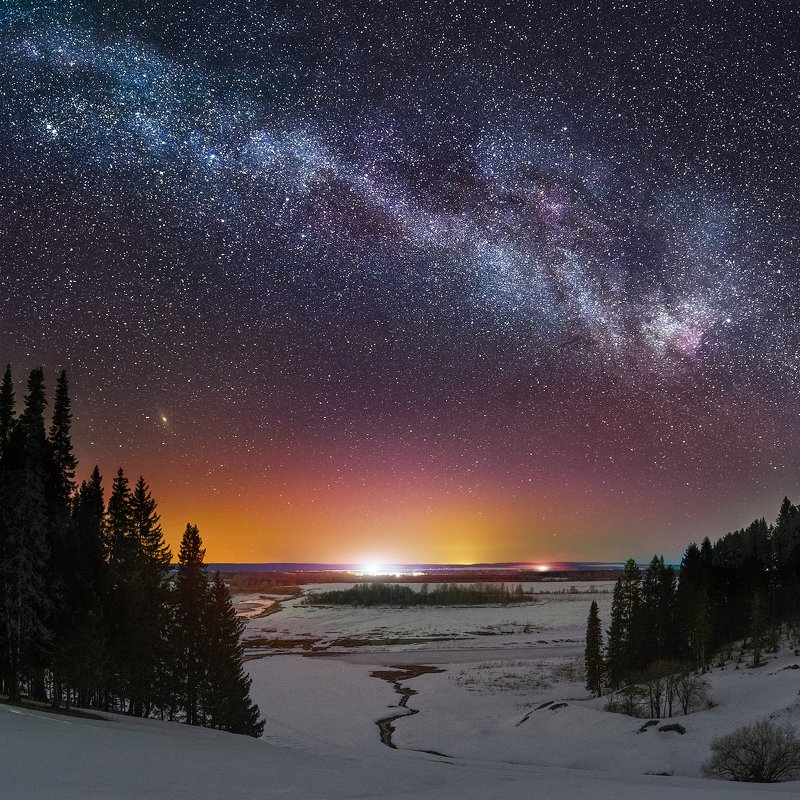 пермский край, ночь, звёзды, млечный путь, снег, весна ***photo preview