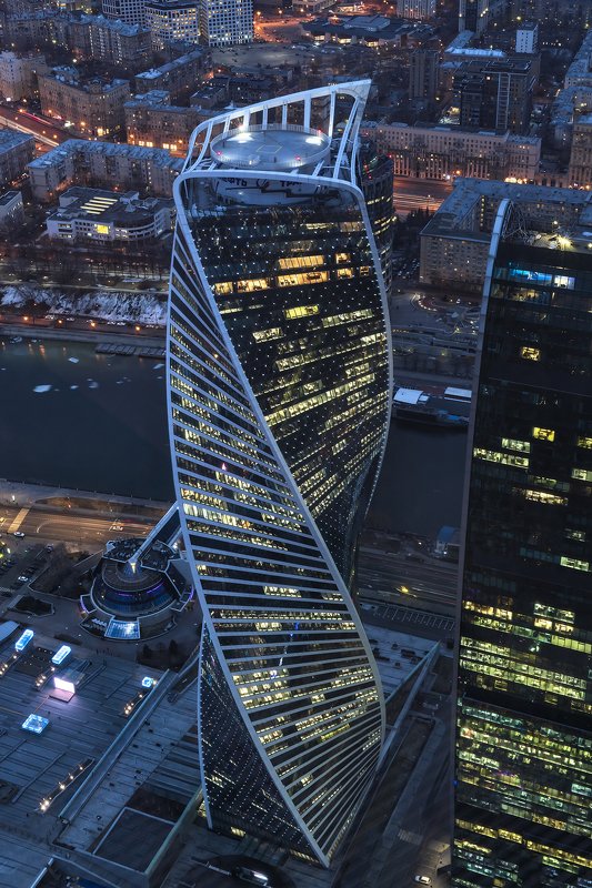 архитектура, город, вечер, весна, закат, башни, москва-сити Башня Эволюцииphoto preview