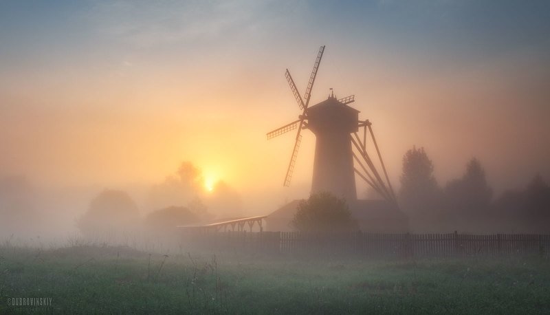 истра, мельница, рассвет, туман, май, весна Майское утроphoto preview
