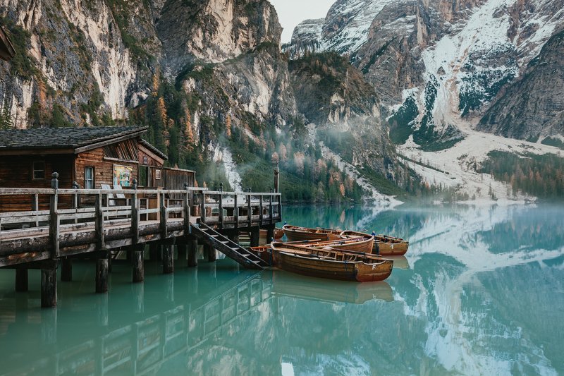 Италия, Доломиты, горы, озеро, Брайс Озеро Брайесphoto preview