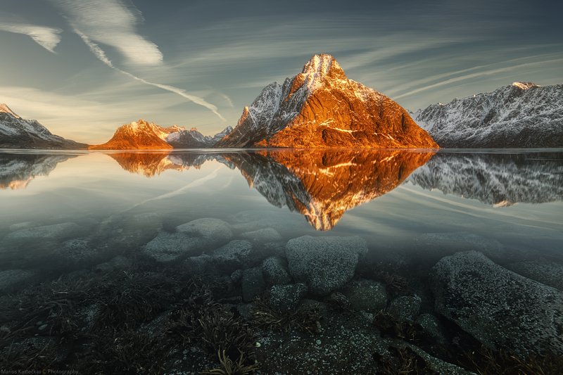 ight, sun, clouds, mountains, reflection, norway, nature, landscape, magic light, beauty in nature, norway sea, seascape, magical, art, scenics, dreamlike, outdoors, no people, lofoten, rocks, fjords, norwegian, snow, ice, winter, still, Lofotenphoto preview
