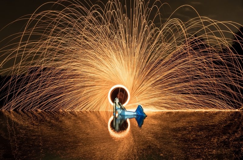 lightpainting, lightart, longexposure, nightphotography, light, night, portrait, steel, wool, steelwool I met a real mermaid!photo preview
