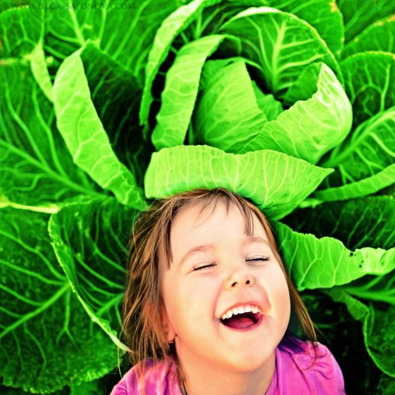 ребенок, девочка, улыбка, смех, капуста, зелень, kid, girl, smil, laugh, green, cabbage Капустная совкаphoto preview