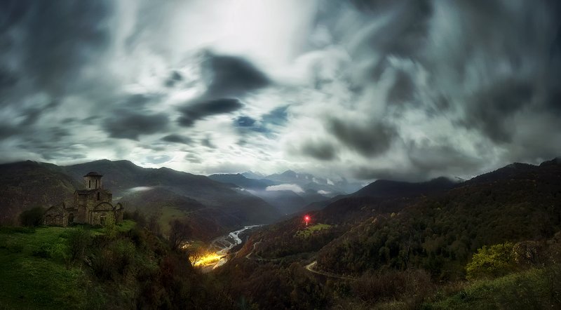 ночь, луна, озеро, отражение, звезды, ночной пейзаж, лунный пейзаж, nightscape, landscape, млечный путь, церковь, храм, древний храм Сентинский храм в полнолуниеphoto preview