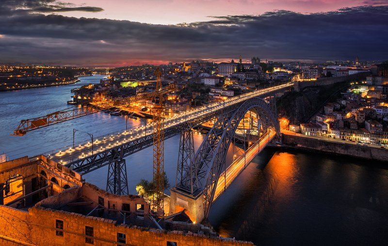 porto, city, night, architecture, portugal, river, sunset, blue, light, Porto, Portugalphoto preview